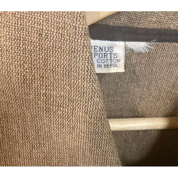 Venus Imports shacket top hieroglyphics large white buttons Nepal brown black - Picture 12 of 16